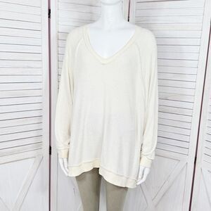 Free People Take It Off Sweatshirt Inside Out‎ Raglan Slouchy Ivory XS